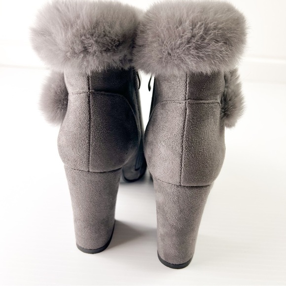Azura Bootie Womens size 6 Janesa Grey Ankle Boots Faux Fur Micro Suede - Picture 9 of 13